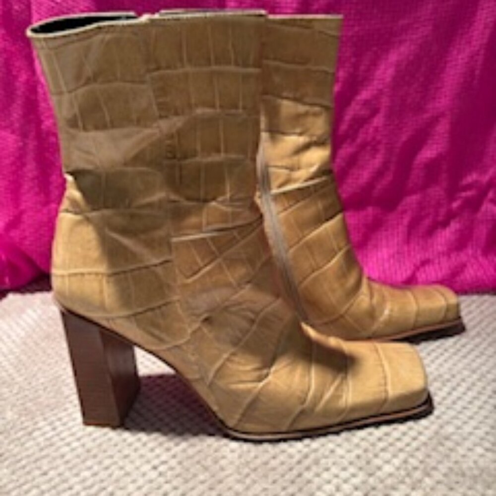 Brown's Couture croc leather heeled ankle boots